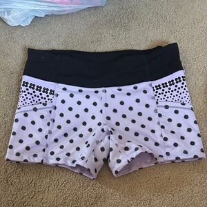lululemon athletica Black and Purple Polka Dot Athletic Shorts